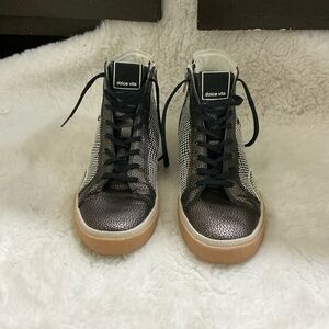 Dolce Vita Black and Silver High-Top Sneakers